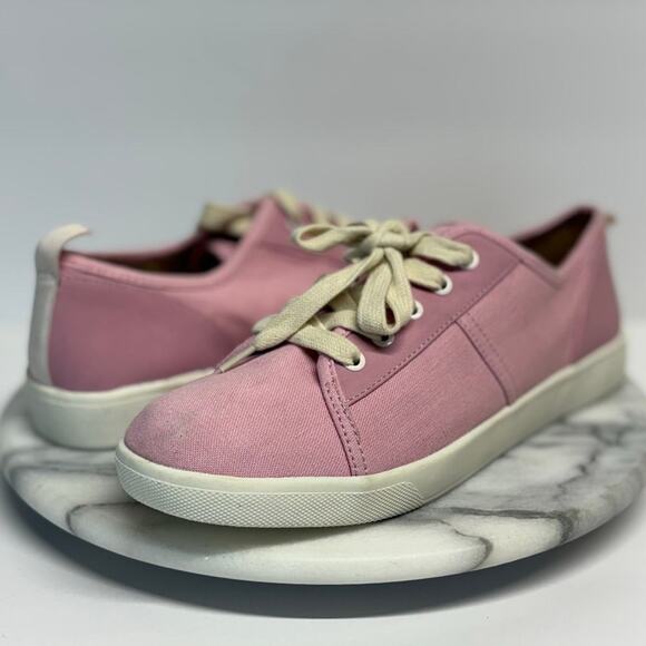 Vionic Shoes Woman's 7 Pink Canvas Lace Up Sunny‎ Pisces Arch Support Comfort - Picture 1 of 10